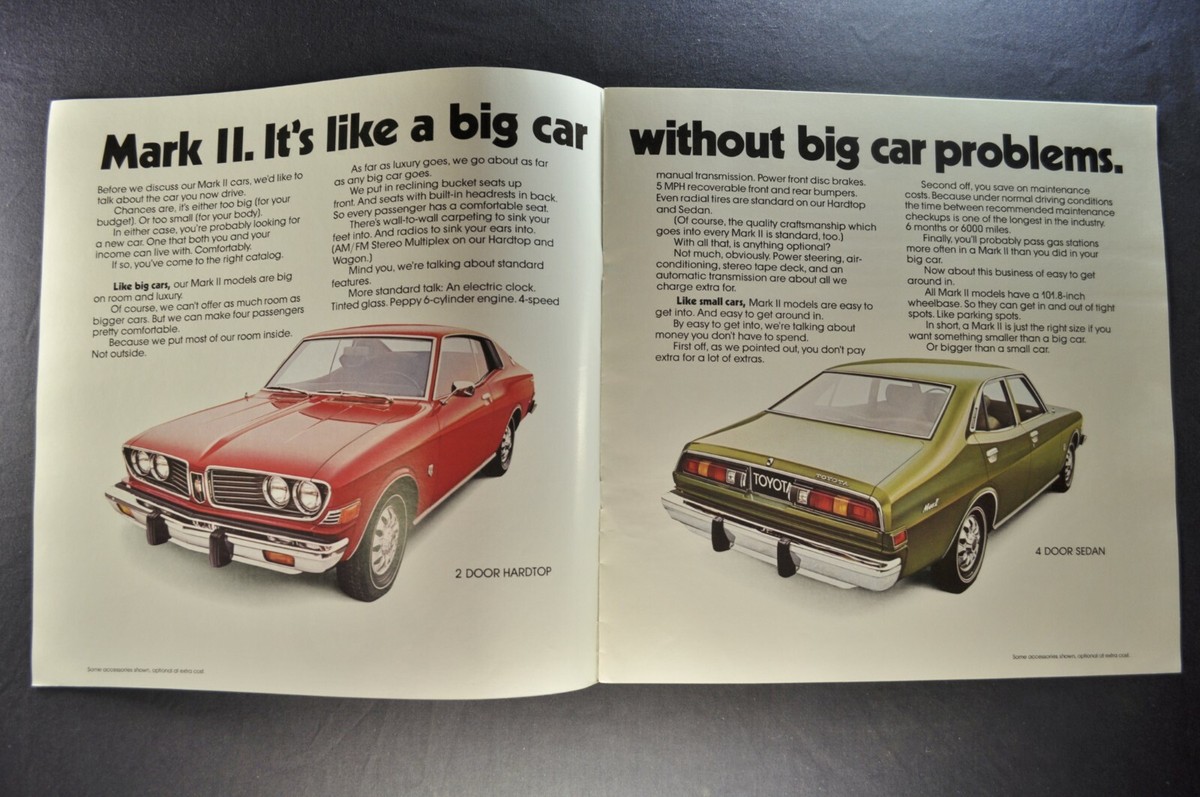 1974 Toyota Mark II Catalog Brochure Hardtop Sedan Wagon Excellent