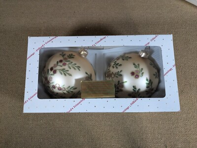Dillards Trimmings Christmas Glass Ball Ornaments Gold Green Burgundy Floral