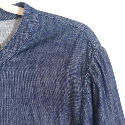 Lucky Brand Top Sz 12 (M) Blue Denim Ruffle Bottom Long Sleeve Casual Snap Front - Picture 7 of 14