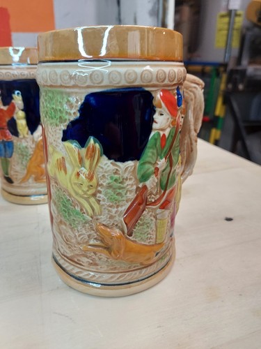 Vintage German Style Ceramic Beer Steins Mugs Made In Japan Set of 4 - Picture 9 of 11