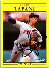 Kevin Tapani autographed baseball card (Minnesota Twins, JZ) 1991 Fleer #625