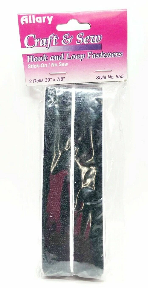 Allary #855-14 Stick-On No Sew Hook & Loop Fasteners, 2 Rolls 39" x 7/8", Black - Image 2 of 2