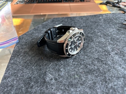 22 mm Wasserdicht SCHWARZ Segeltuch Muster Riemen Gummi SCHWARZ Rolex Sea-Dweller - Bild 5 von 10