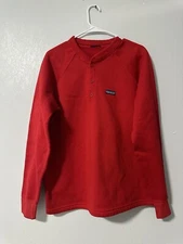 Patagonia Shirt Mens Medium Capilene Red Snap Button Base Layer USA Vintage