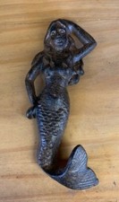 Black and Bronze Vintage Look Cast Iron Mermaid Wall Hook