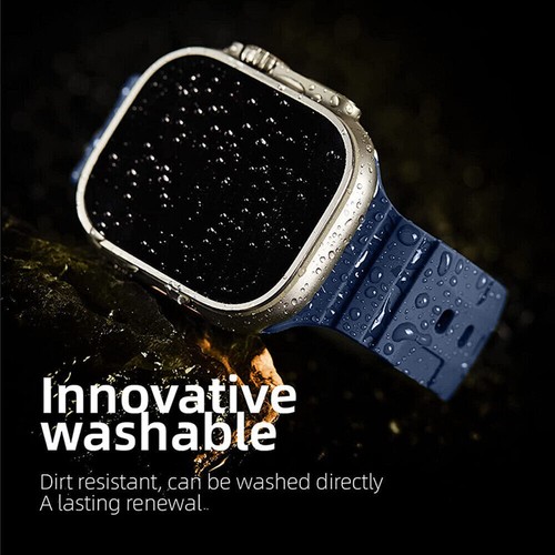 Silicone Band Strap For Apple Watch Ultra 2 49mm 10 9 8 7 6 SE Sports Innovative - Picture 3 of 24