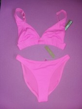 Skims Signature Swim Plunge Bikini Top / Bottom Size S In Taffy Barbie Pink RARE