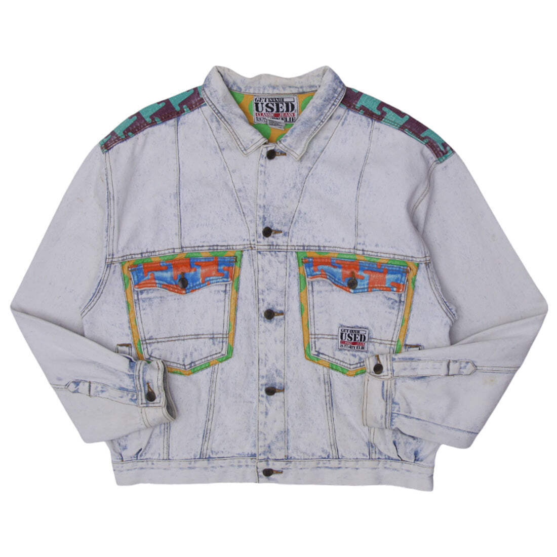 get used by elie rn7155 デニムジャケット Vintage Get Used By Elie Jean Jacket Mens Large Distressed