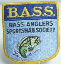 BASS ANGLERS SPORTSMAN SOCIETY B.A.S.S. EMBROIDERED FISH PATCH 