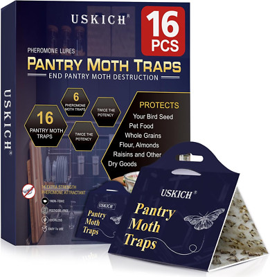 Moth Traps for Pantry Moths, 16 Pack Kitchen Moth Traps with Pheromones Prime...
