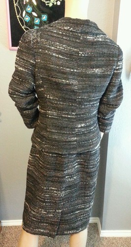 Nwt Teri John Rickie Freeman Metallico Tweed Pizzo 2pc Giacca Abito Suit 8 - Foto 5 di 10