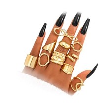 10-15 Pcs Gold Ring Set for Women Chunky Classic Dainty Boho Golden 10Butter