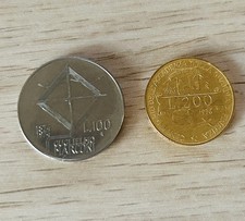 2 italienische Gedenkmünzen (Lira)Marconi & Guardia di Finanza