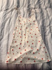 Cream Floral Slip Dress with Adjustable Straps