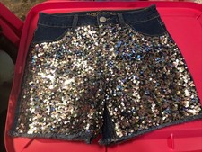 Justice Sequinfrint Girls Denim Shorts Size 16