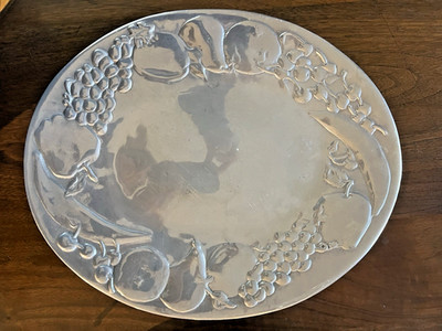 Set of TWO Vintage Wilton Armetale ''Harvest'' or ''Fruit'' collection oval Platter