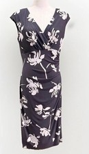 Lauren Ralph Lauren Y2K Gray Blue Floral Faux Wrap Stretch Pencil Sheath Dress 8