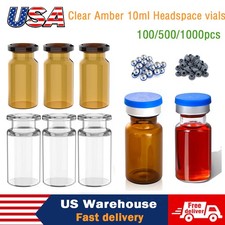 500/1000Pcs 10ml Glass Vials Amber Clear Headspace vials Lab Vials w/ 20mm Cap