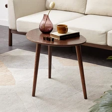 Kase Indoor Wood Accent End Table, Pebble Shaped Natural Wooden Coffee Table Sid