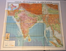CARTINA INDIA ANTERIORE E BIRMANIA 1942 ISTITUTO X GLI STUDI DI POLITICA INTERNA