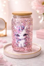 Glass Snow Globe Tumblers  unicorn & glitter