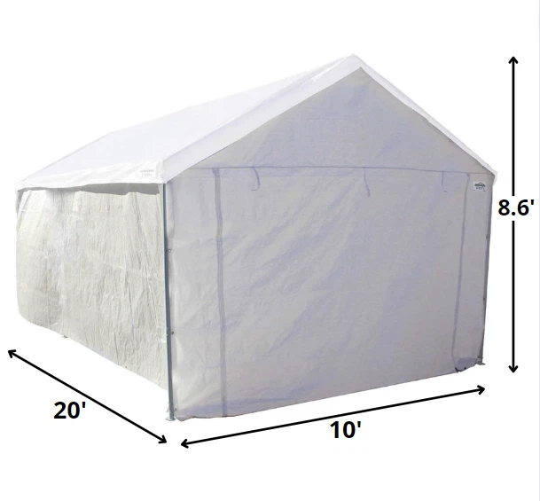 Kit de pared lateral con dosel 10 X 20 caravana cochera garaje recinto refugio tienda fiesta Foto 2 de 4