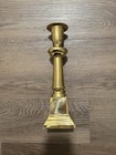 Vintage Brass Candle Stick Square Base with Snuffer Hooks 11.75" Height