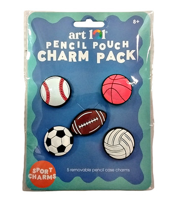 New ART101 Sports Charms Pencil Pouch Charm Pack 5-Pack