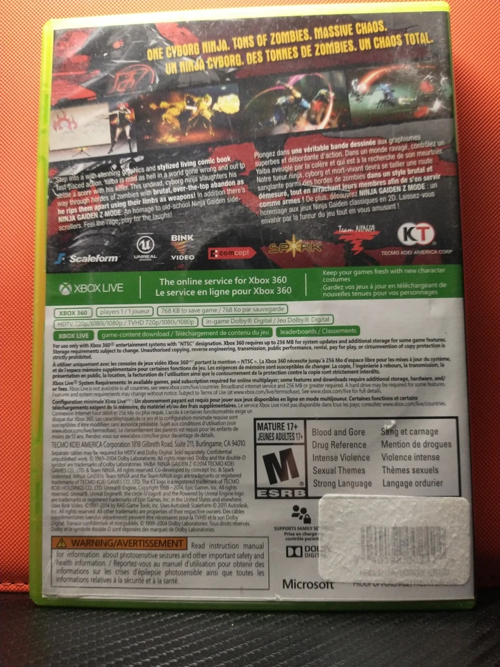 Xbox 360 Yaiba Ninja Gaiden Z con Banda Sonora Probada Muy Buen Estado Sin Manual Foto 3 de 3