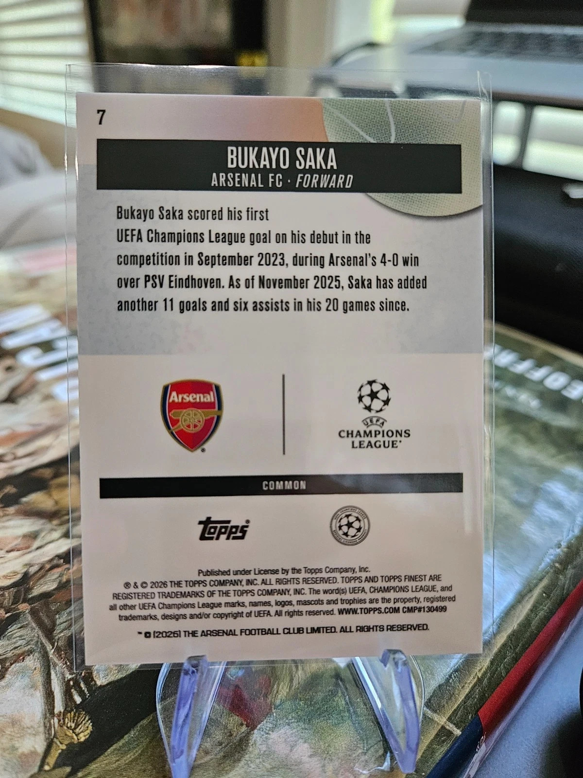 2025-26 Topps Finest Bukayo Saka Common Purple Checkerboard #/150 view 2