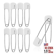 10 pcs Cloth Diaper Pins Stainless Steel Traditional Safety Pin  White