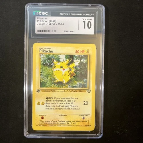 CGC 10 Pikachu 60/64 1999 Jungle 1st Edition Pokémon WOTC English Gem Mint
