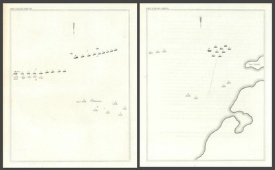 Ohne Titel Plan der Schlacht von Tory Island, 1798, Irland   2 Blätter 1824 Karte