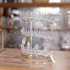 Crown Display【Metal Luster】 Crown Holder Tiara Display 3-Tier Brid