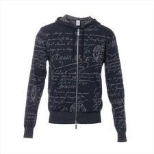 Berluti Calligraphy Wool Hoodie S Men's Navy Blue R28KZL01YWBG Zip up