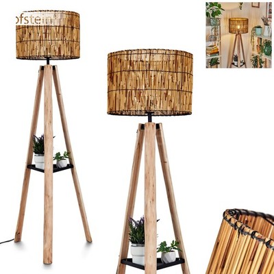 HOFSTEIN Obenetto Stehlampe aus Holz/Metall/Bambus in Naturfarben Stehleuchte