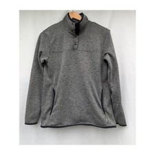 Eddie Bauer 1/4 Snap Fleece Sweater Women M Heather Grey Mock Neck Trail Jacket