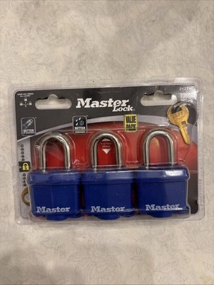Master Lock Weather Resistant Padlocks Keyed Alike 3 Pack Blue New Sealed 312TRI