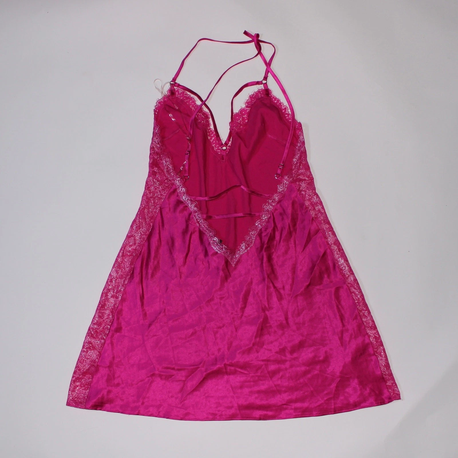 UNDERCOVER Victoria's Secret Mini Abito Slip Rosa Caldo Con Pizzo Glitterato E Taglio Schiena Profondo
