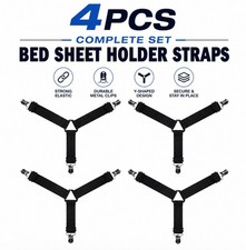 4 Pack Adjustable Bed Sheet Holder Straps Fitted Sheet Clips Fasteners Grips