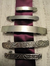 STERLING SILVER BAR BARRETTE choose 1.75" to 3" long PLAIN or SWIRL TAXCO MEXICO