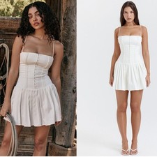 HOUSE OF CB 'Marcy' White Pleated Mini Dress NWOT