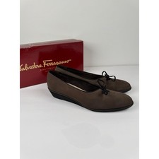 Salvatore Ferragamo Boutique Brown Suede Wedges Women's Size 7.5 AA Vintage