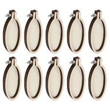 10Pcs Mini Embroidery Hoop 2" x 0.87" Tiny Oval Vertical Cross Stitch Hoops Wood