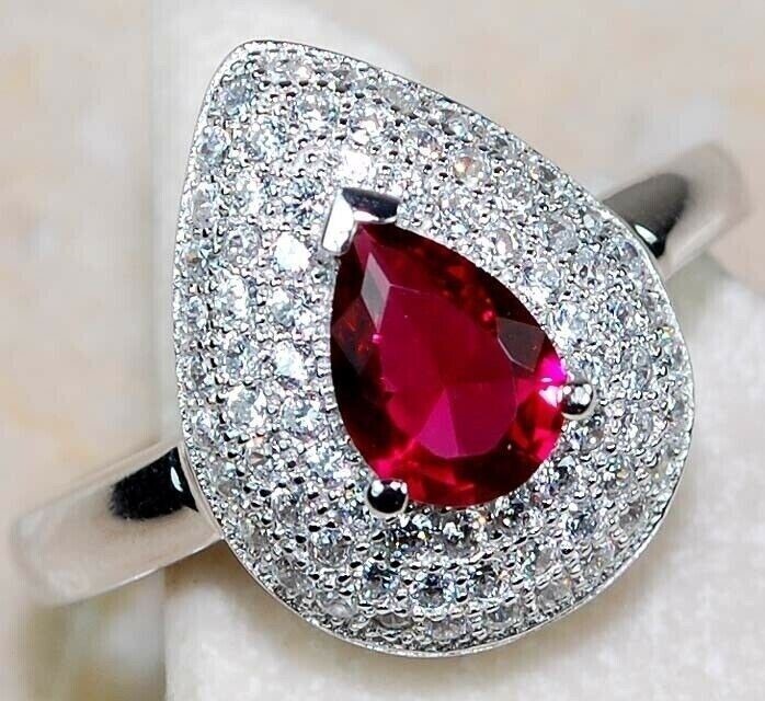 1CT Heat Treated Rubellite Tourmaline 925 Solid Sterling Silver Ring Sz 7 &2-5