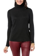 IMAN Global Women's Chic Ribbed Turtleneck Sweater Black