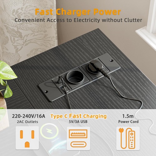 Gaming Schreibtisch L-Form 140x70cm Reversibel Eckschreibtisch mit Steckdosen - Bild 3 von 7