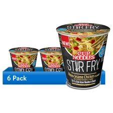 Cup Noodles Stir Fry Noodles in Sauce, Honey Sesame Chicken, 3.00 Ounce 6 Pack