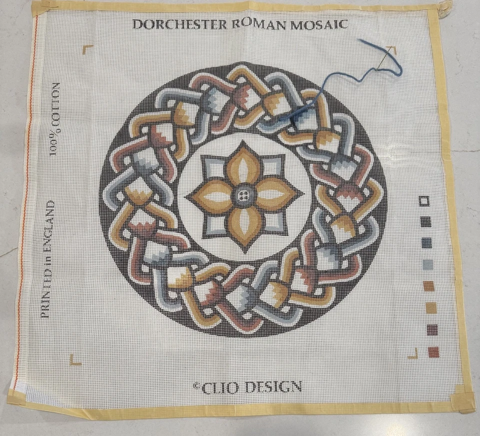 Vintage Clio Design Dorchester Roman  Mosaic Needlepoint Canvas British Museum - Image 2 of 4