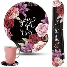 Keyboard Wrist Rest and Mouse Pad 3 PCS, You Got This Adorable Peony Flower